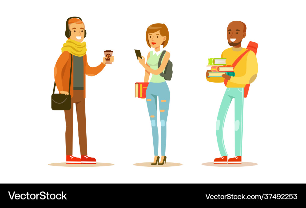 University and college students in casual wear University and college students in casual wear vector image