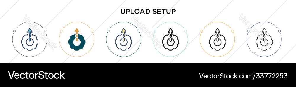 Upload setup icon in filled thin line outline Vector Image