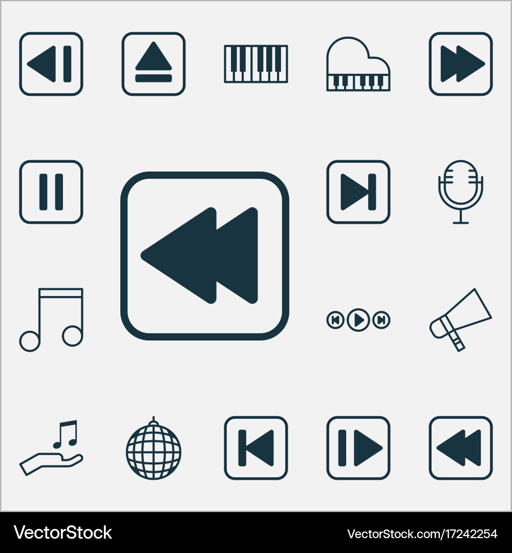 Audio icons set collection of skip song vector image