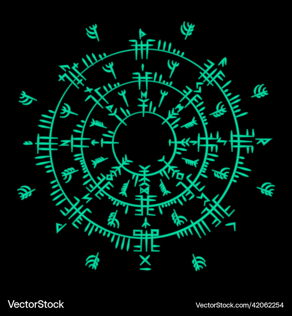 Black runes circle silhouette background Vector Image