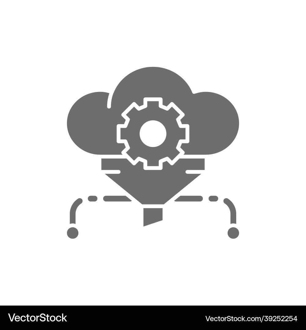 Cloud filter big data service database grey icon Cloud filter big data service database grey icon vector image