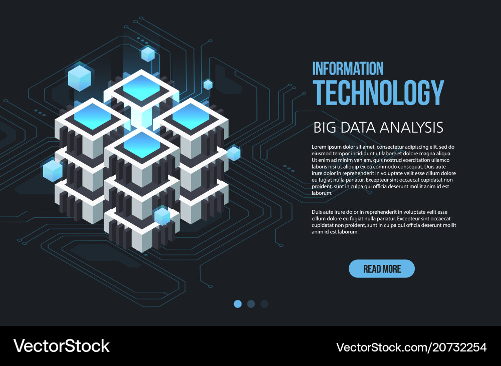 Concept of big data processing isometric Concept of big data processing isometric vector image
