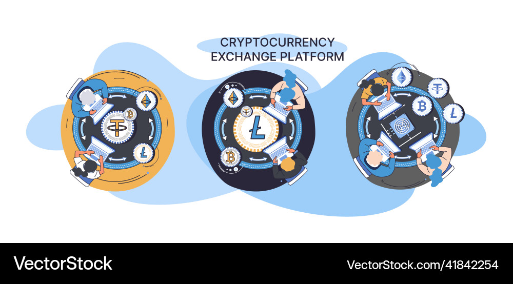 Cryptocurrency exchange platform and blockchain Cryptocurrency exchange platform and blockchain vector image
