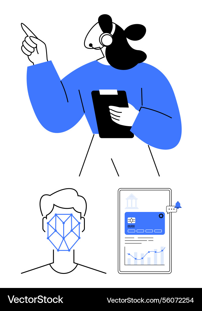 Customer support face recognition and secure vector image