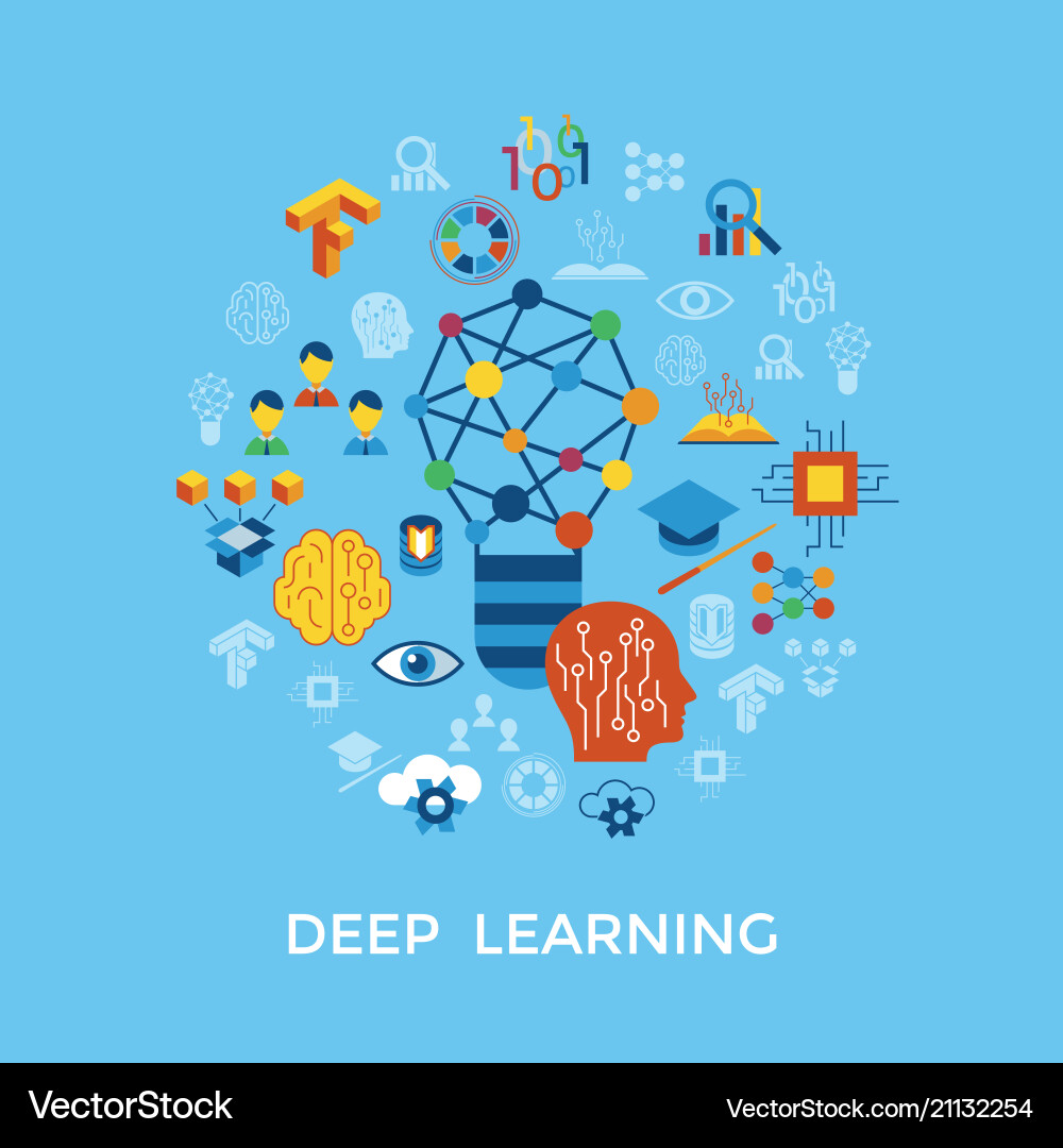 Digital deep learning Digital deep learning vector image