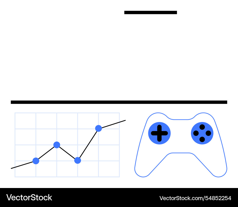 Game controller with rising graph reflecting Game controller with rising graph reflecting vector image