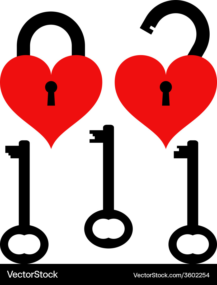 Heart Padlock with Keys vector image