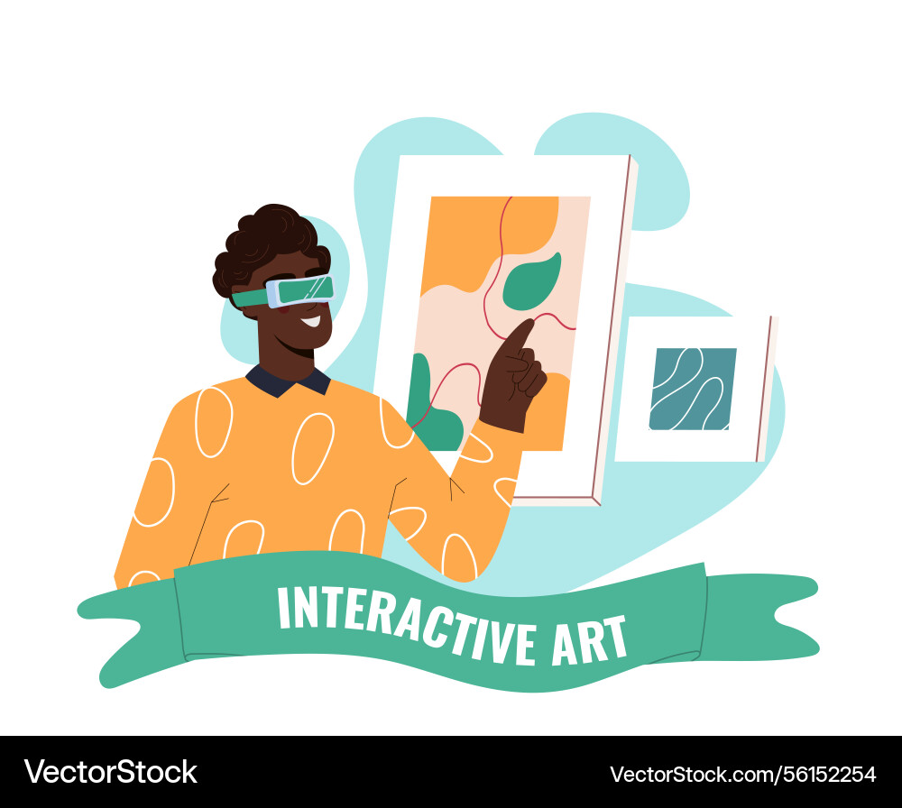 Man using vr for interactive art display vector image