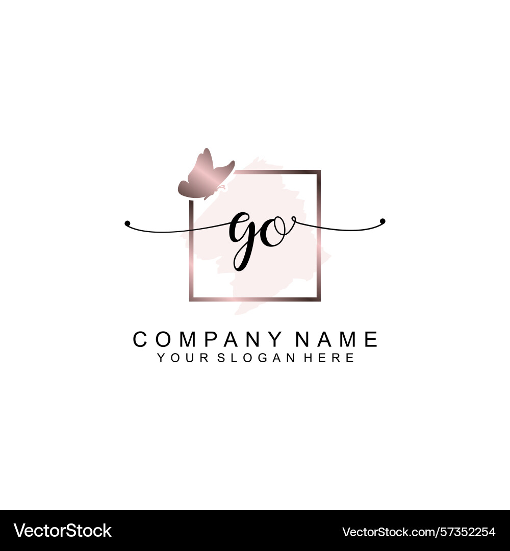 Minimalist handwritten go initial logos with soft Minimalist handwritten go initial logos with soft vector image