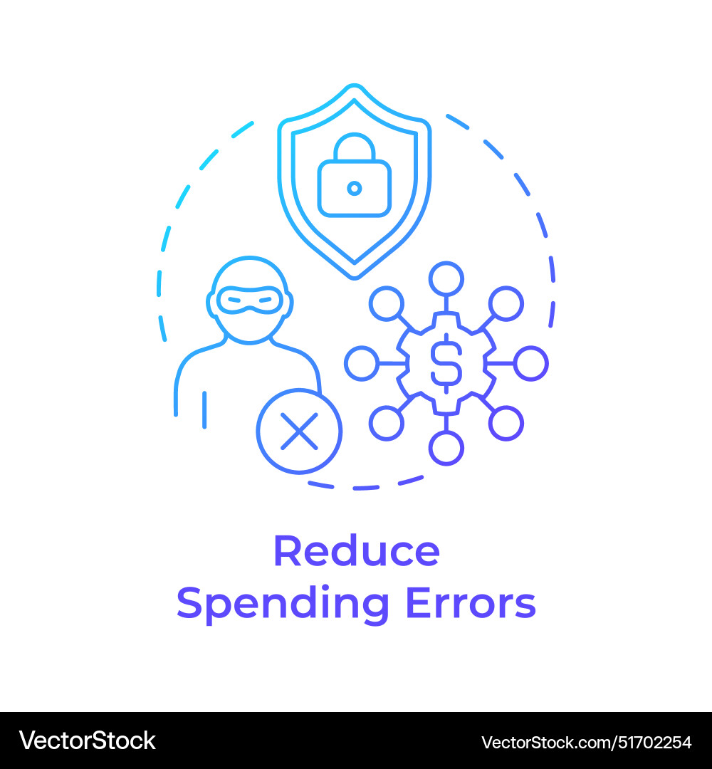 Reduce spending errors blue gradient concept icon Vector Image