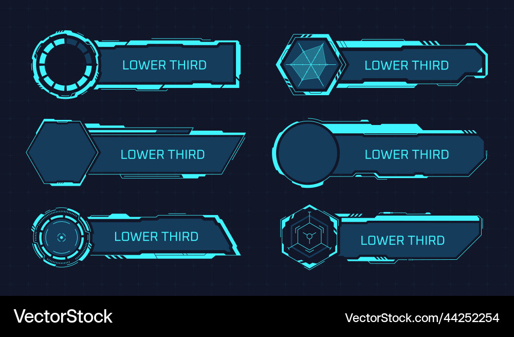 Sci fi lower third banners hud video screen Sci fi lower third banners hud video screen vector image