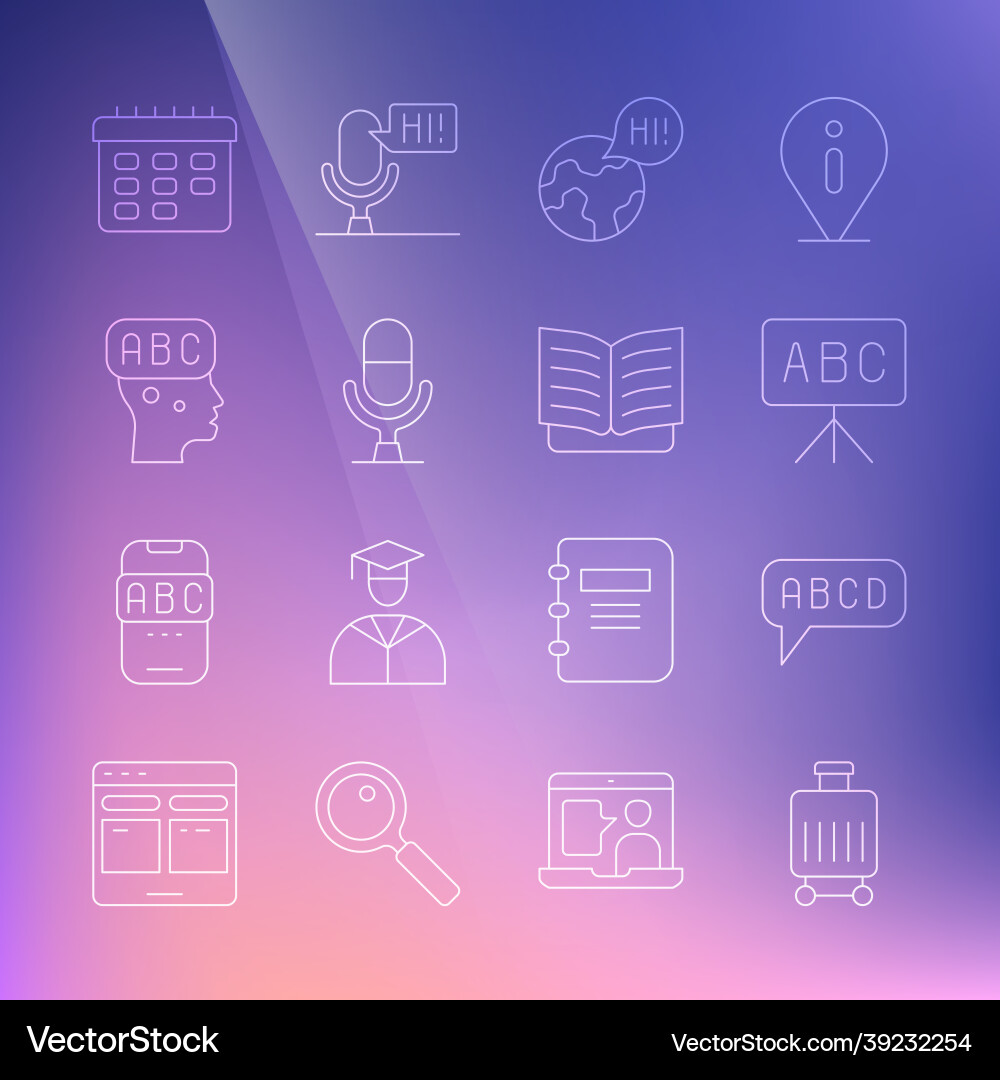 Set line suitcase alphabet chalkboard learning Vector Image
