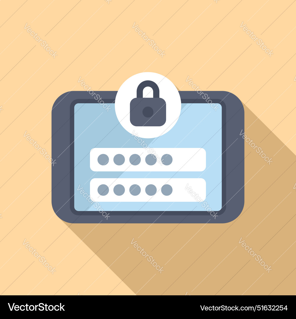 Tablet showing login form with password being Tablet showing login form with password being vector image