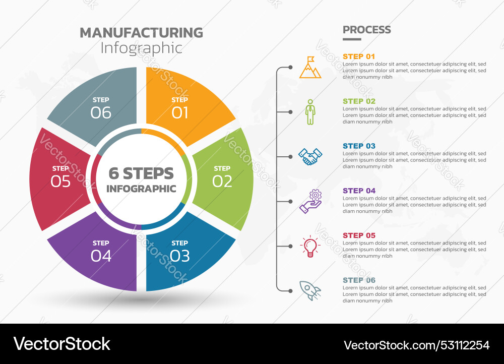 Visual data presentation cycle diagram with 6 Visual data presentation cycle diagram with 6 vector image
