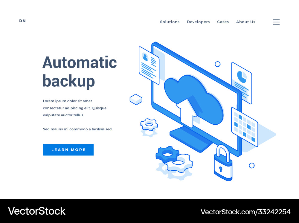 Web banner for innovative automatic backup Web banner for innovative automatic backup vector image