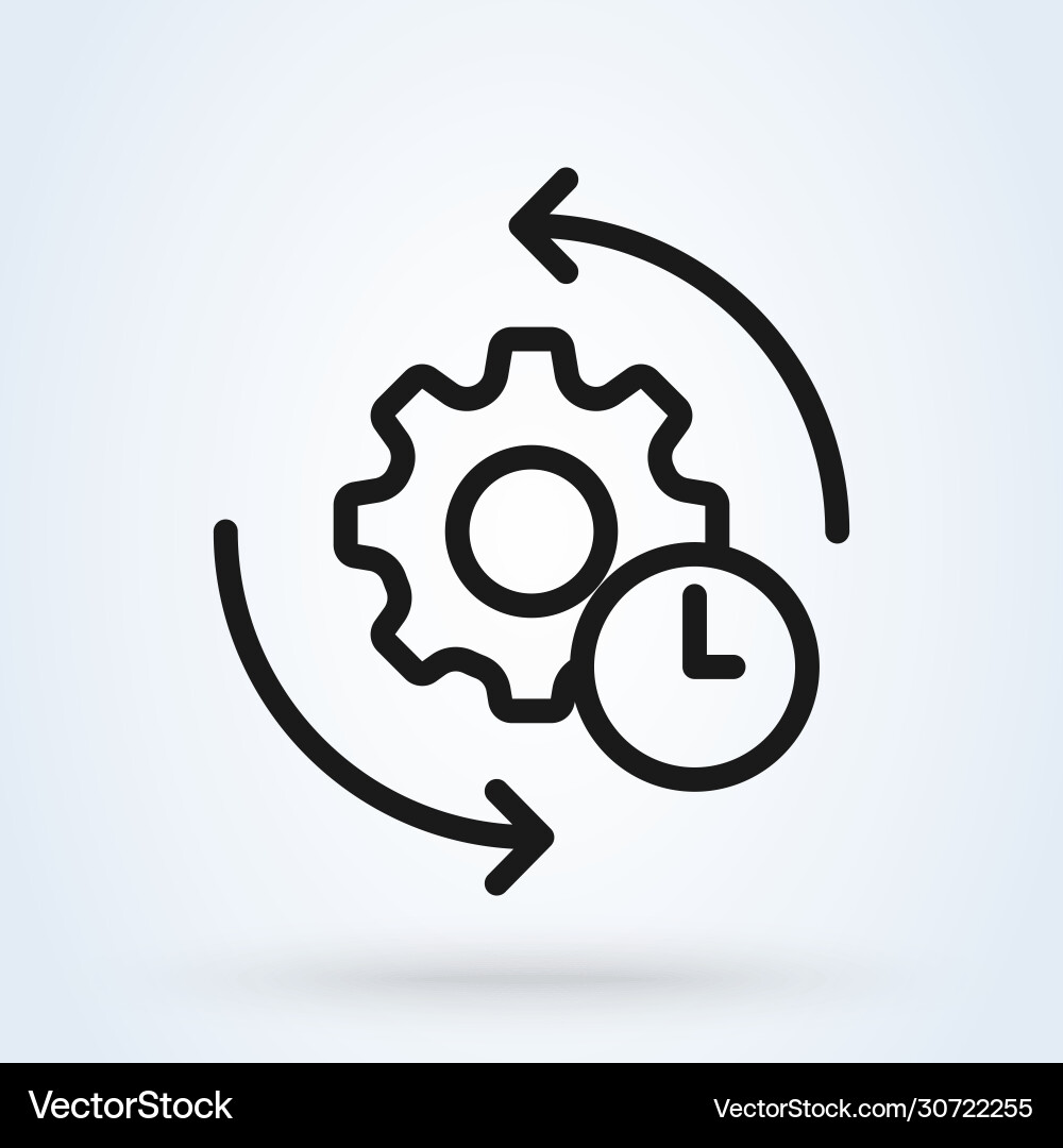 Agile process line icon gear and arrow linear Agile process line icon gear and arrow linear vector image