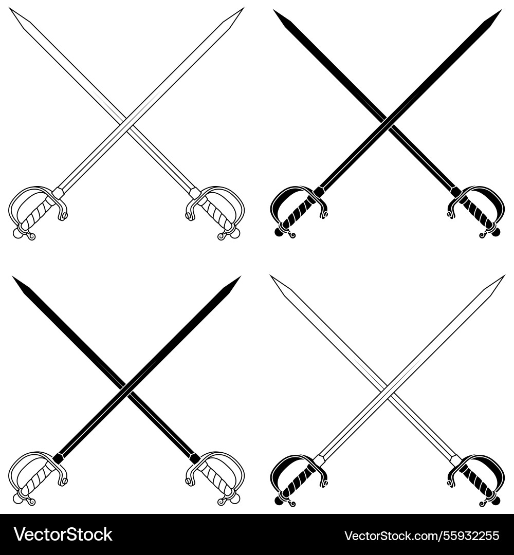 Antique spanish swords crossed with hilt Antique spanish swords crossed with hilt vector image