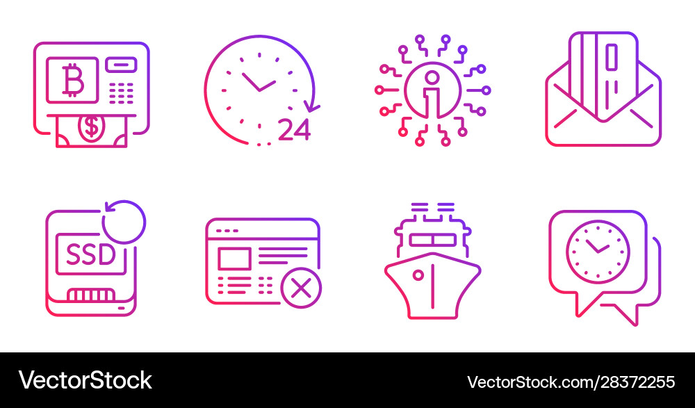 Bitcoin atm reject web and recovery ssd icons set Bitcoin atm reject web and recovery ssd icons set vector image