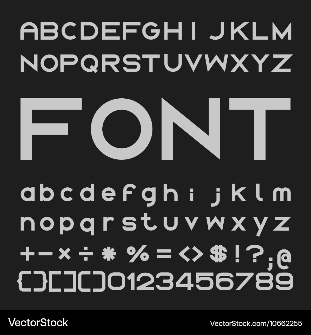 Bold Font Lettering - Alphabet and Numbers Vector Image