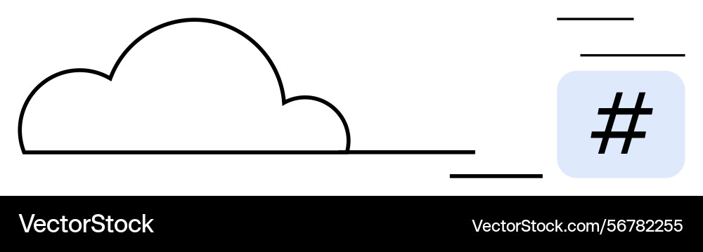 Cloud with a metadata tag symbol representing vector image