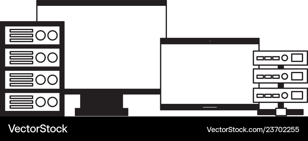 Computer monitor laptop database server vector image