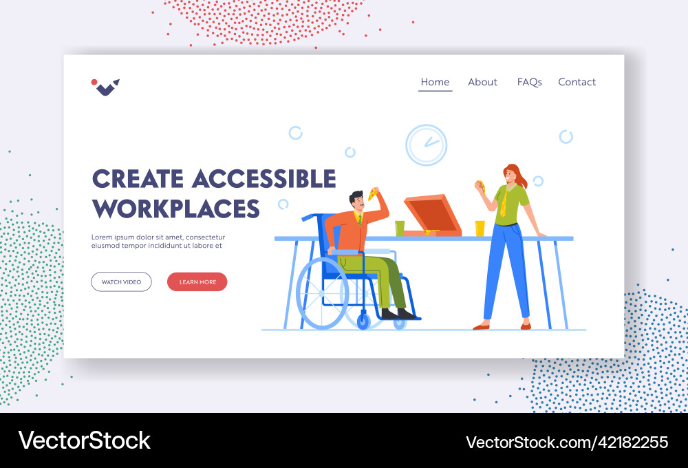 Create accessible workplaces landing page template Vector Image
