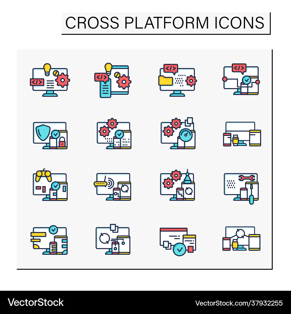 Cross platform color icons set Cross platform color icons set vector image