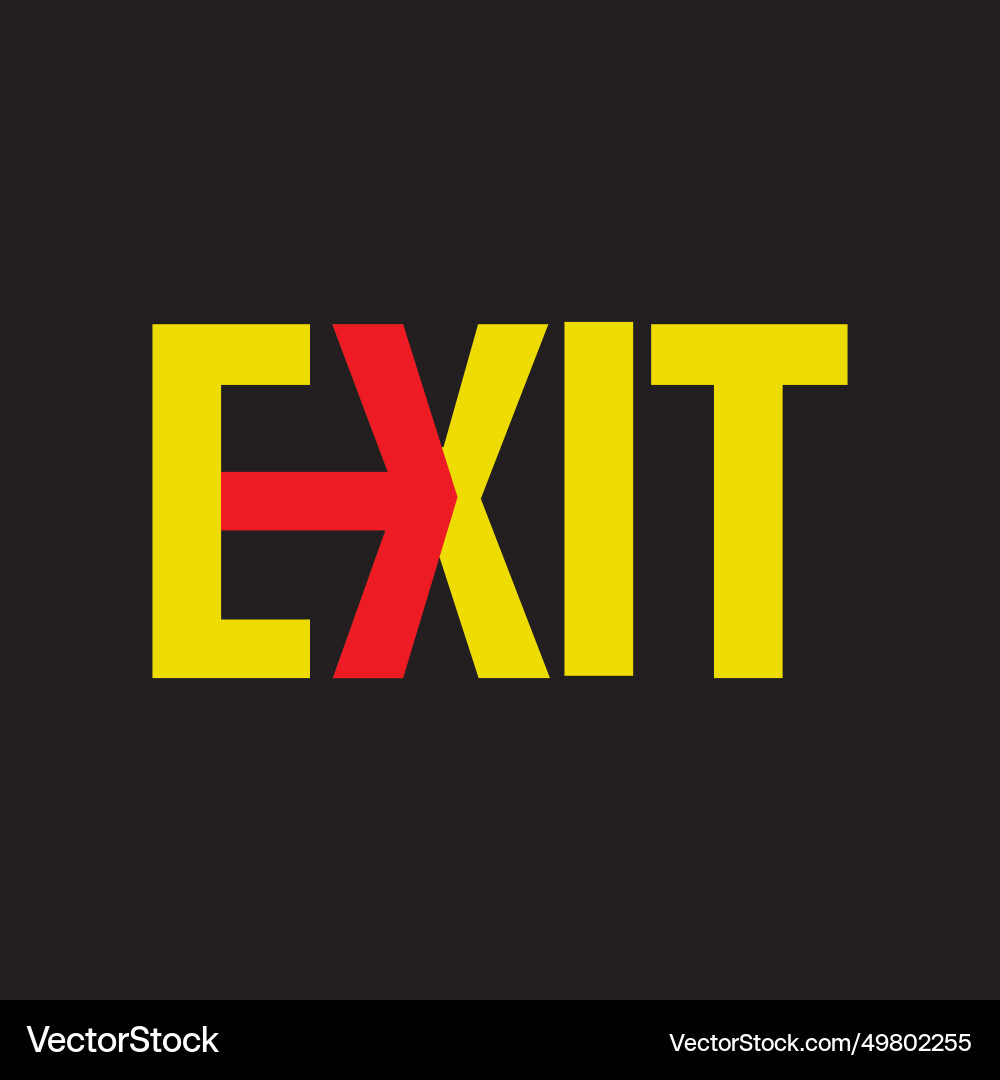 Exit black background typography with arrow Vector Image