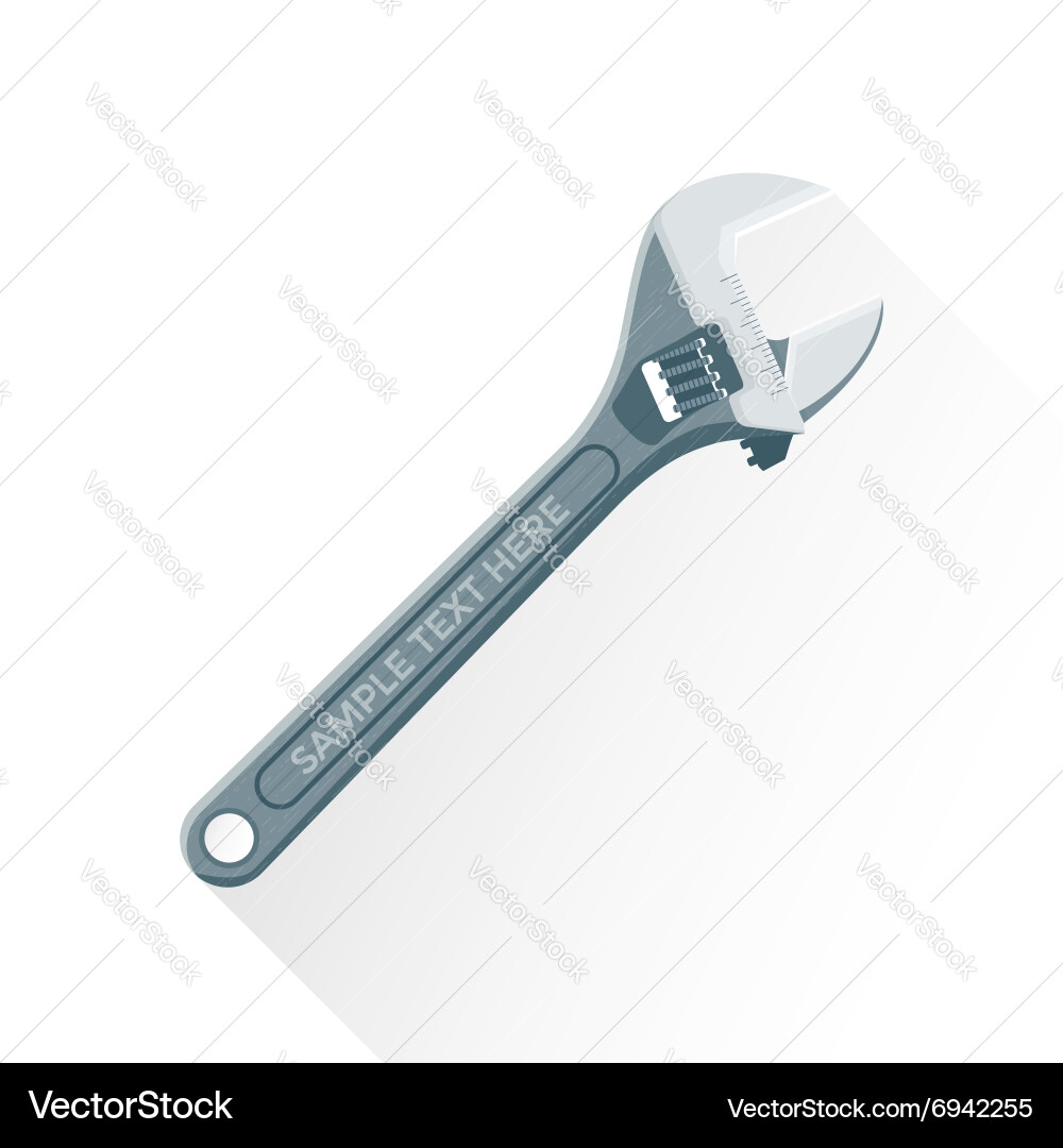 Flat adjustable wrench icon Royalty Free Vector Image