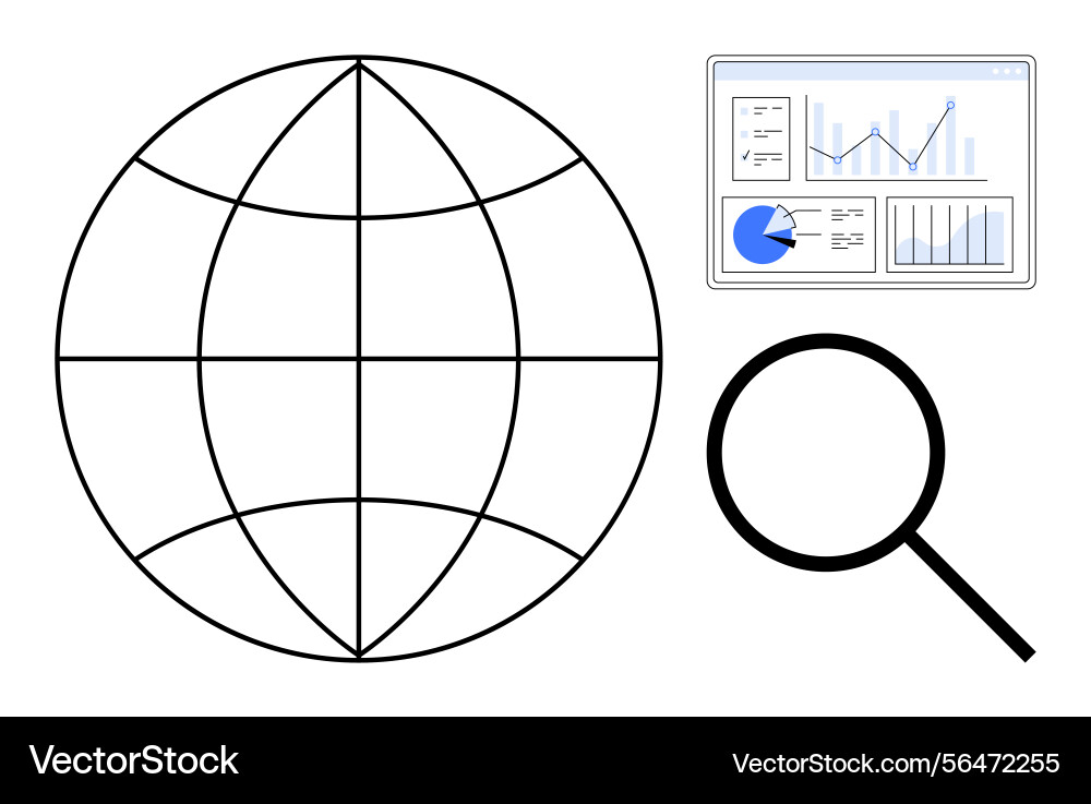 Global data analysis with graphs and charts Global data analysis with graphs and charts vector image