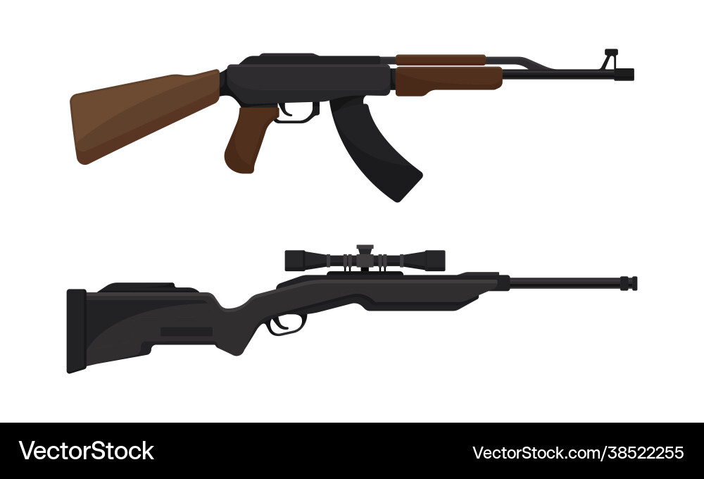 Handguns or rifle models with firing trigger Handguns or rifle models with firing trigger vector image