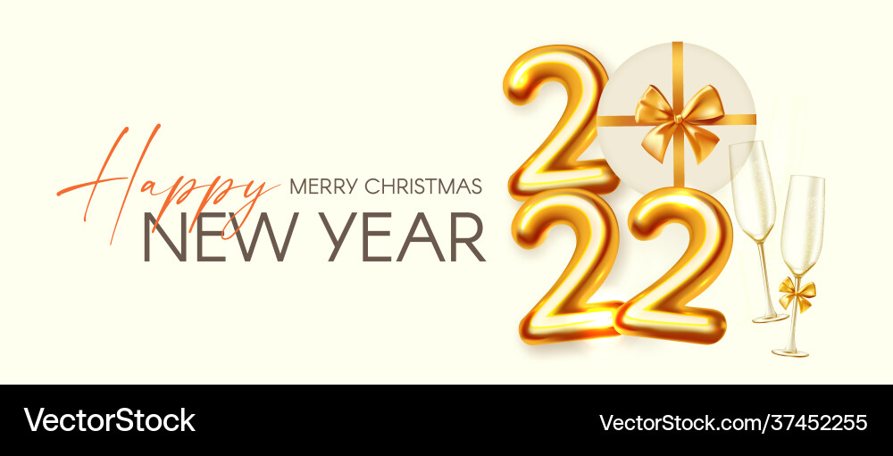 Happy new 2022 year party poster template with 3d Happy new 2022 year party poster template with 3d vector image