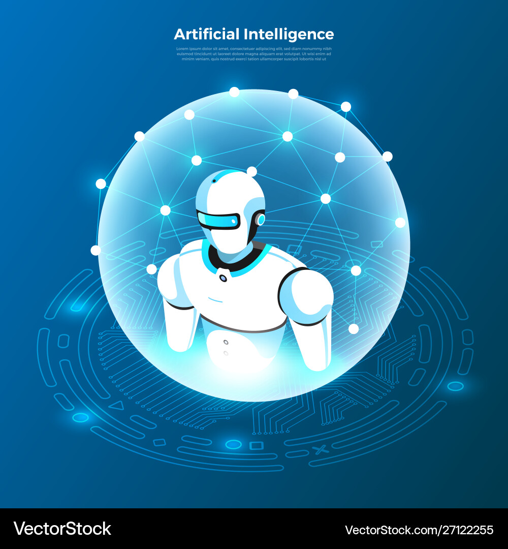 Isometric artificial intelligence ai Royalty Free Vector