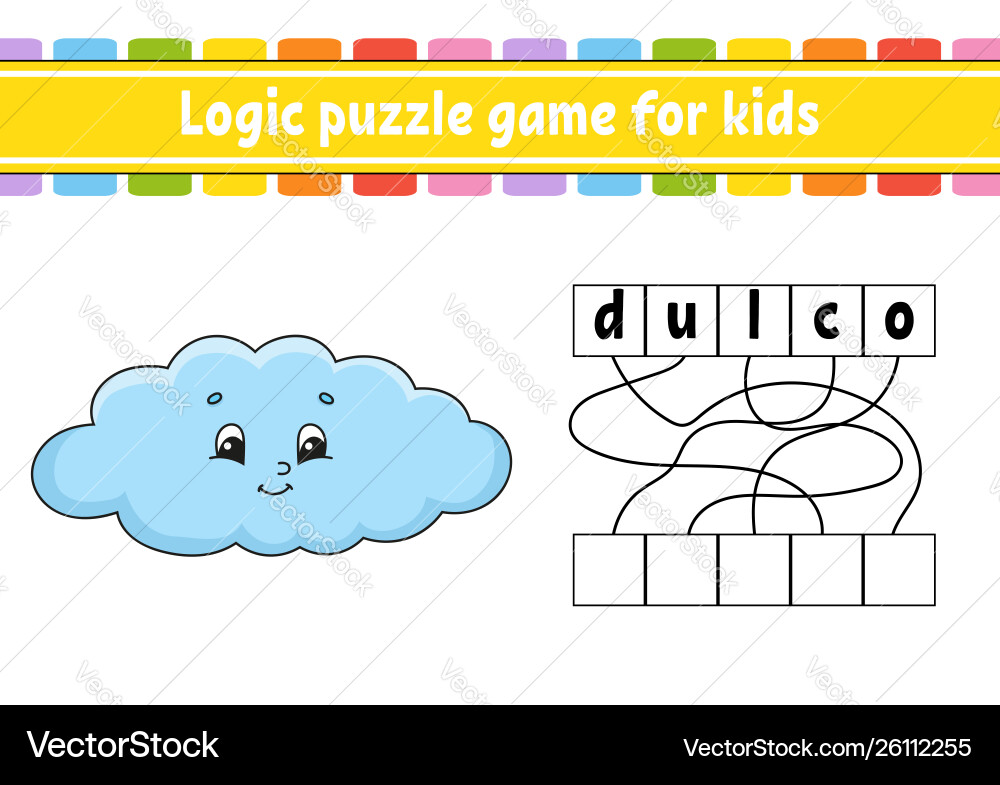 Logic puzzle game learning words for kids find Vector Image