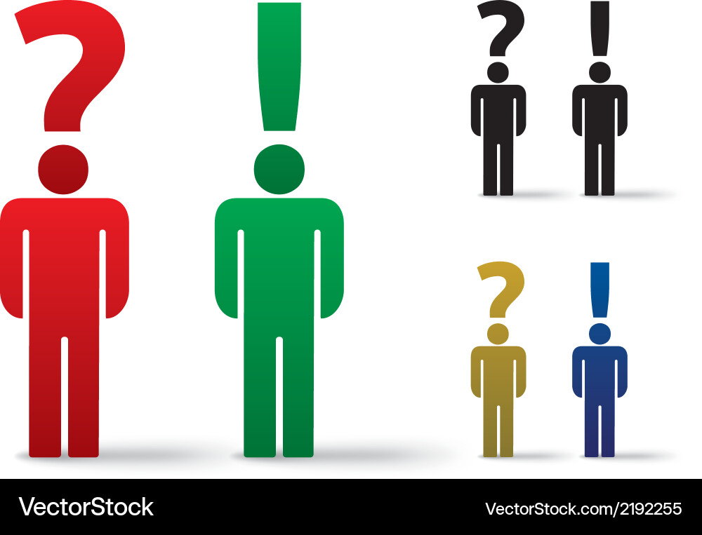Man with Question Mark and Exclamation Vector Image