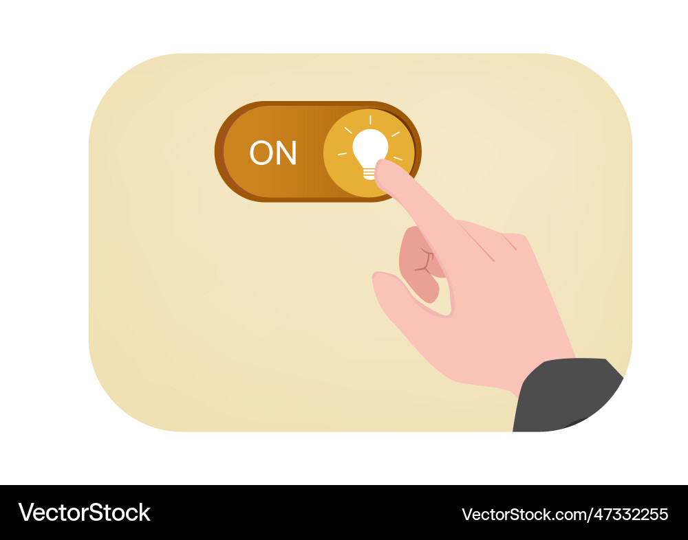 On and off toggle button with idea bulb icon On and off toggle button with idea bulb icon vector image