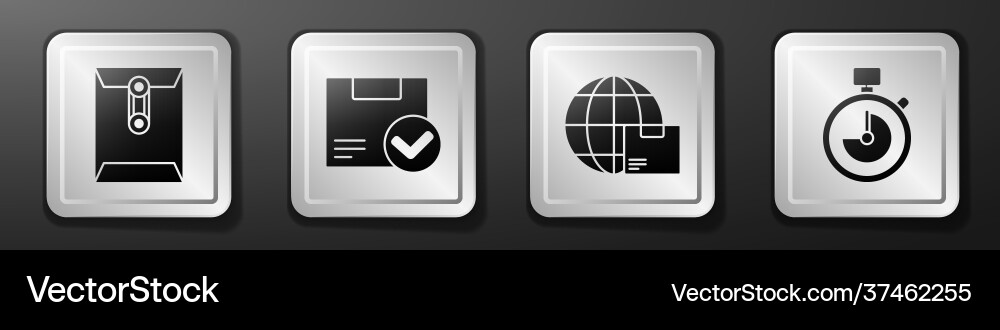 Set envelope package box with check mark Set envelope package box with check mark vector image
