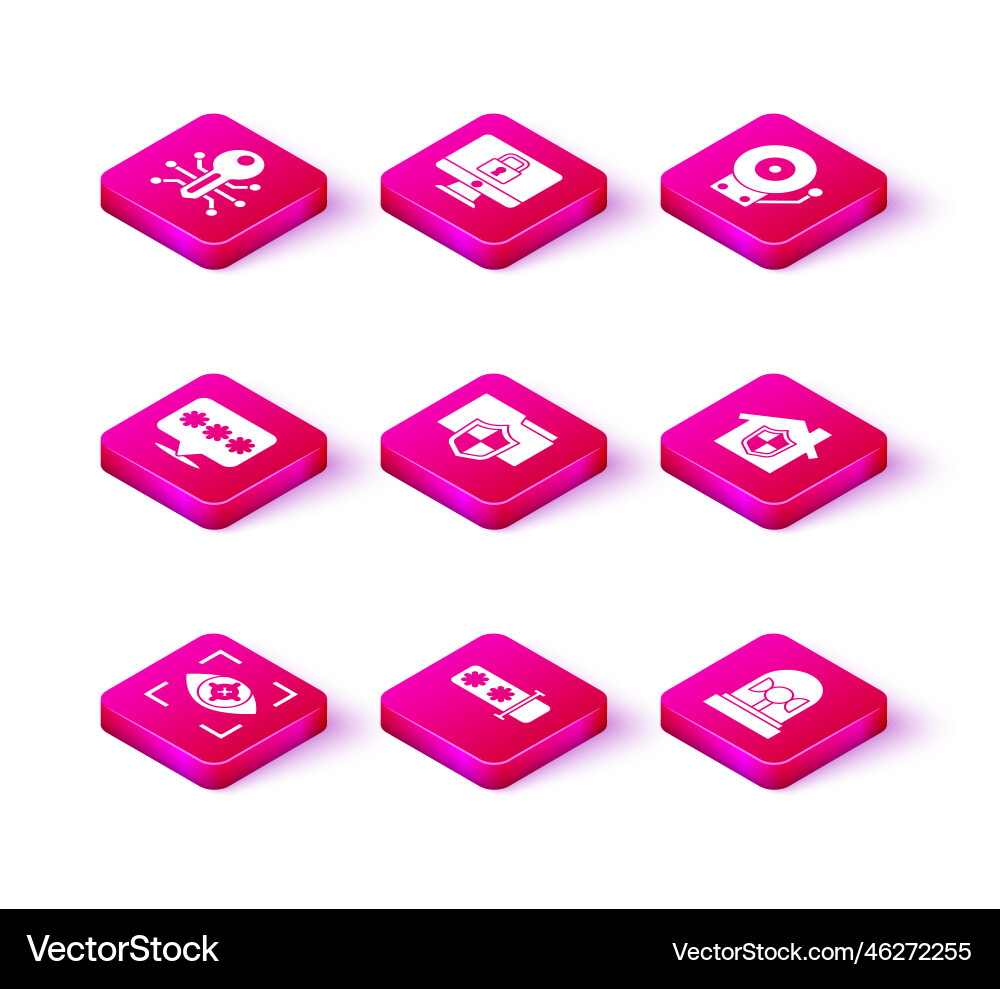 Set eye scan password protection document folder Vector Image