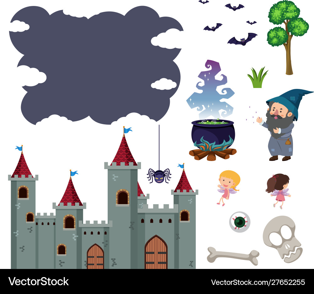 Set isolated objects theme magic Vector Image