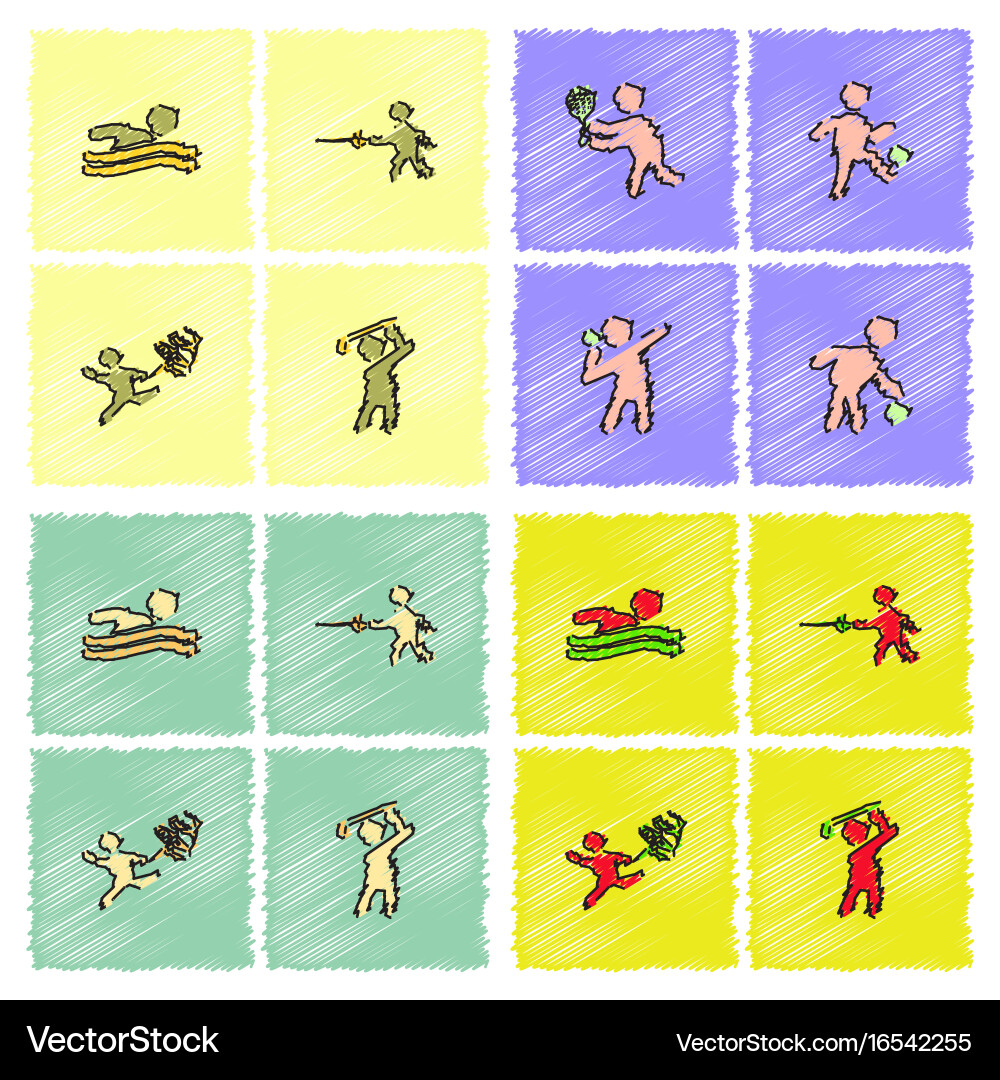Set of olympic game design in hatching style Vector Image
