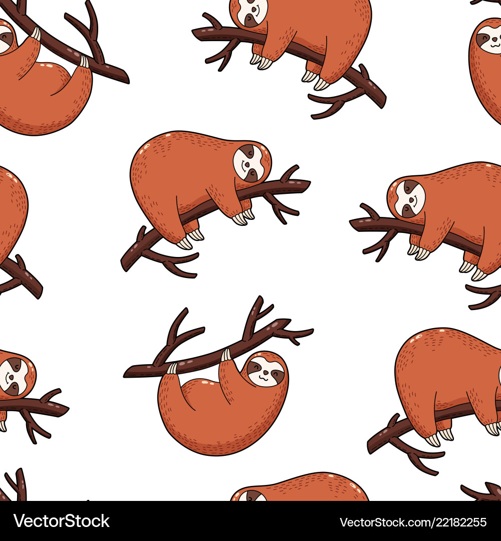 Sloth Pattern - Seamless Background Vector Image