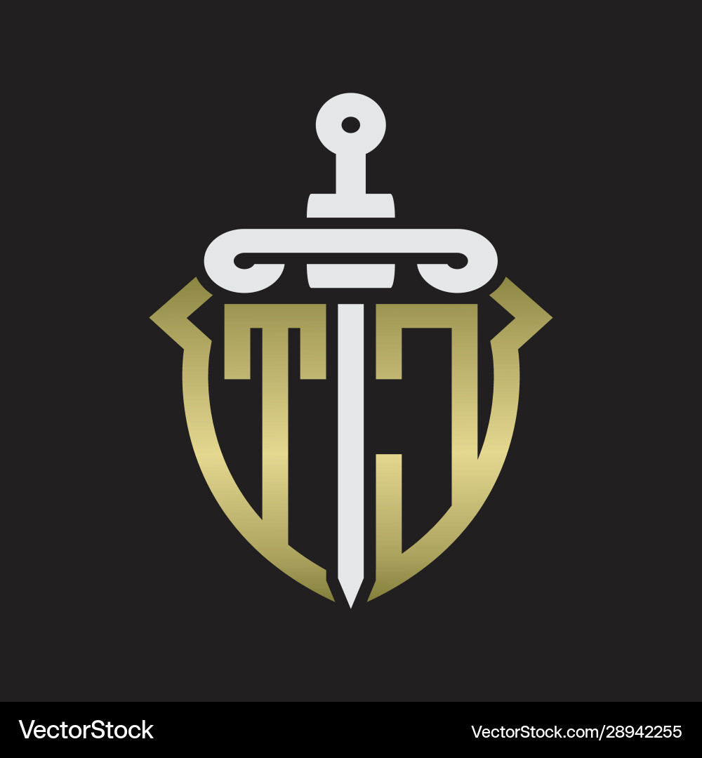 Tc logo monogram with sword and shield Vector Image