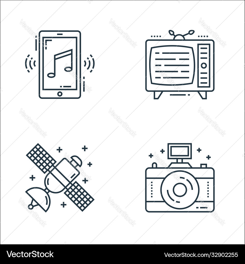 Technology devices line icons linear set quality Technology devices line icons linear set quality vector image