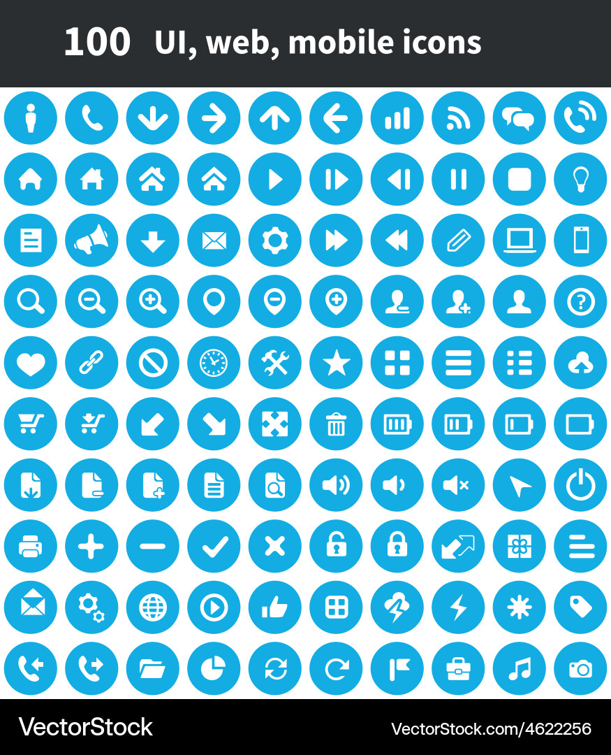 100 ui outline for web and mobile icons vector image