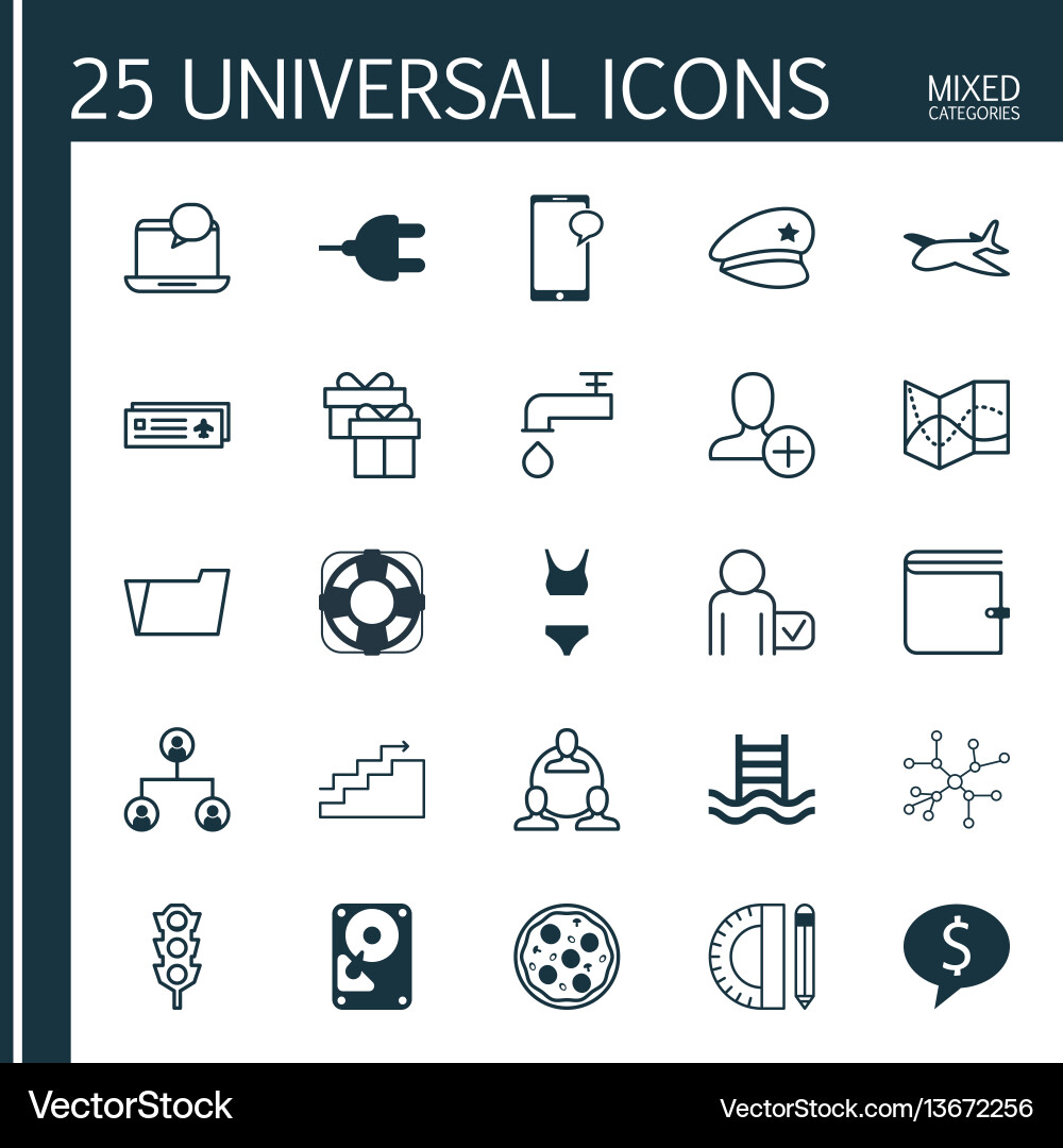 25 Universal Icon Set Vector Image