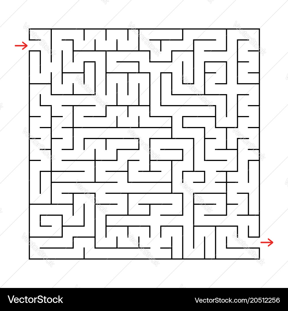 Abstract square labyrinth with a black stroke vector image