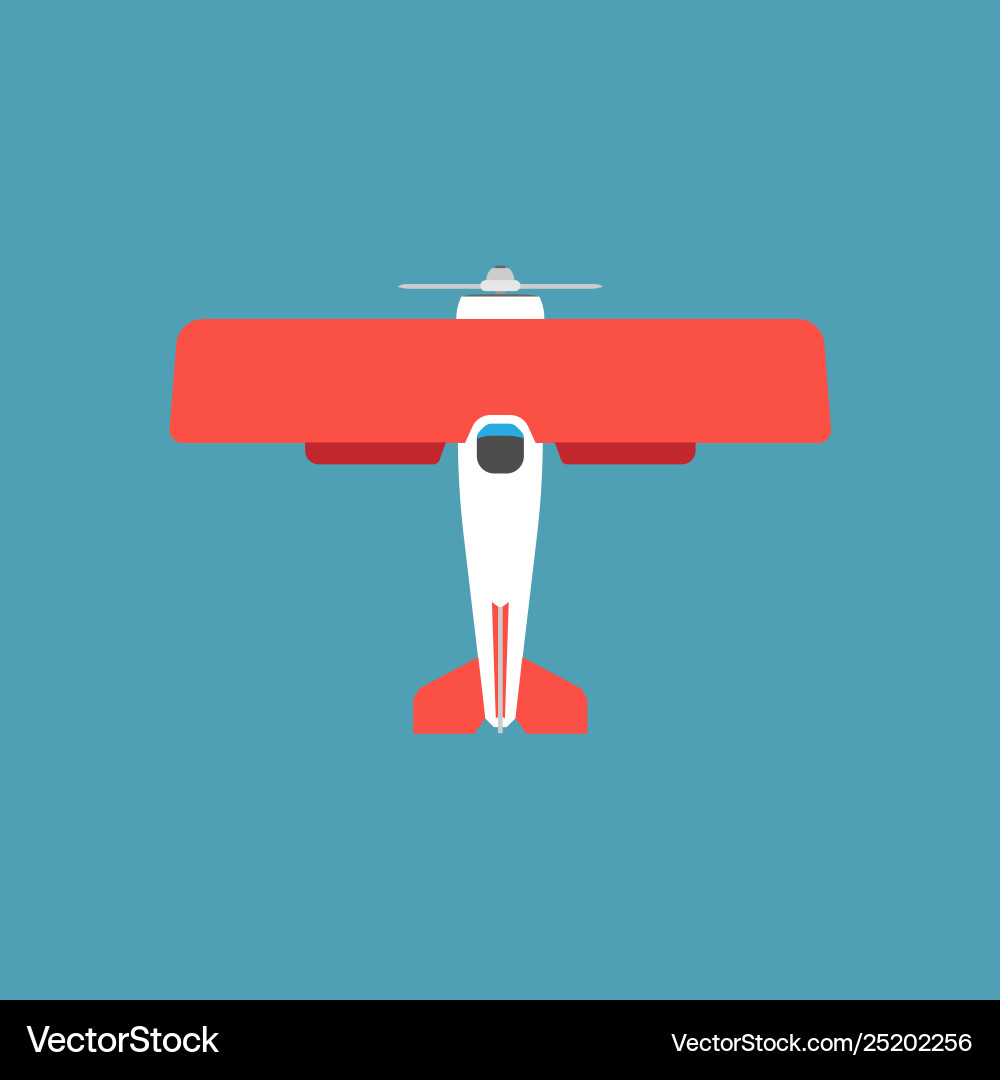 Biplane red top view icon transportation engine Biplane red top view icon transportation engine vector image