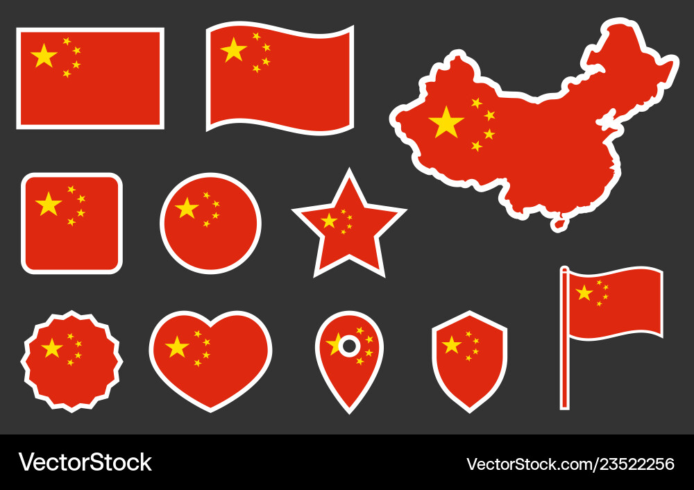 Chinese flag symbols set china national Chinese flag symbols set china national vector image