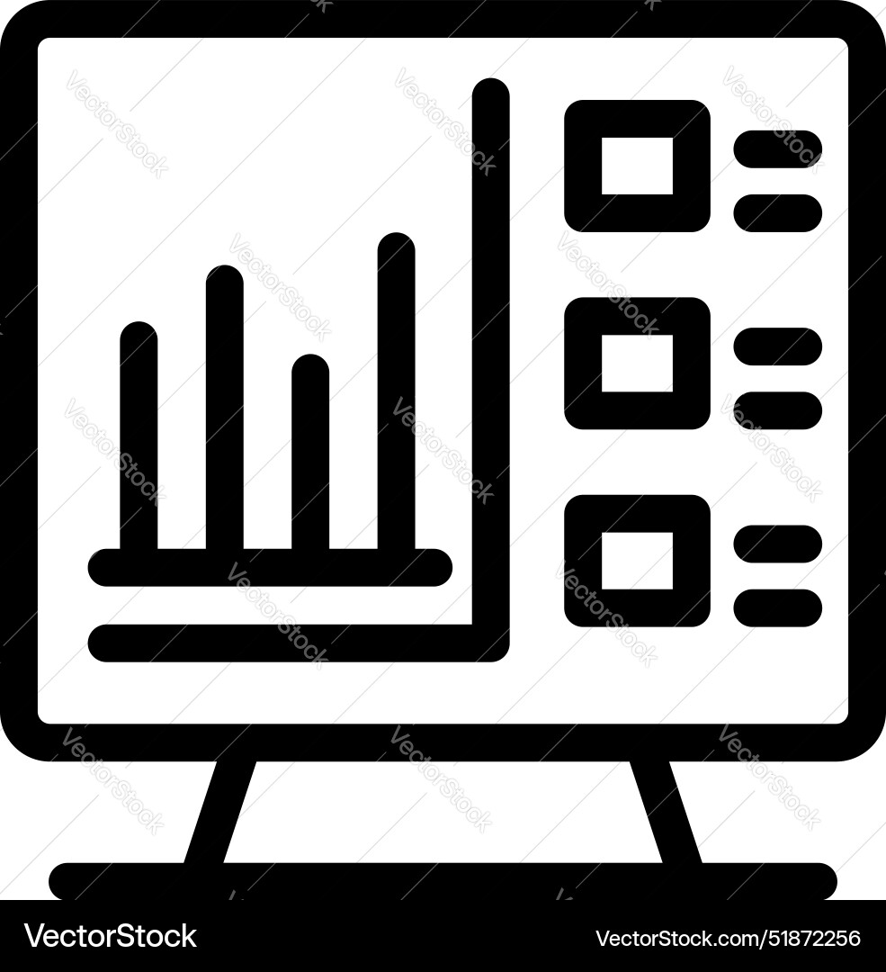 Computer is showing a growing bar chart Vector Image
