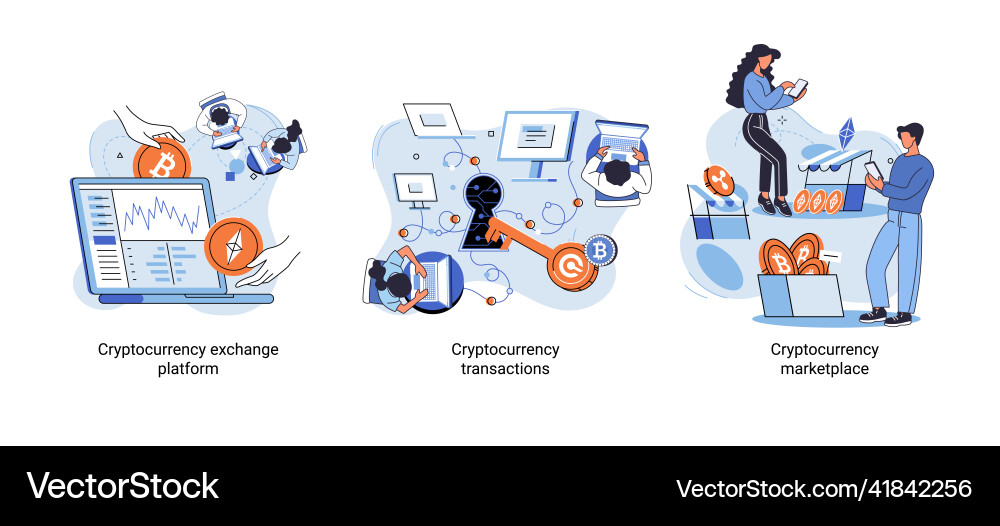 Cryptocurrency exchange platform and blockchain Cryptocurrency exchange platform and blockchain vector image